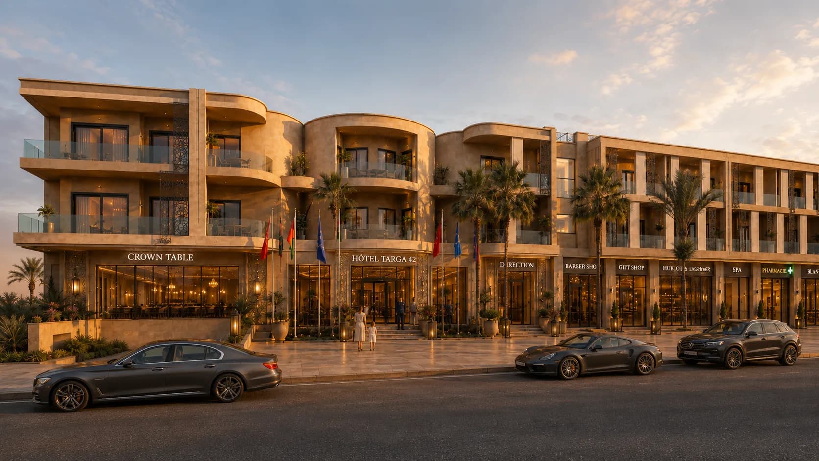 Front facade of Hotel Targa 42 in Marrakech